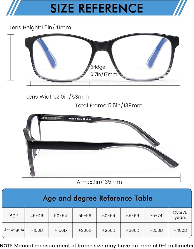 5 Pack Blue Light Blocking Reading Glasses for Men with Spring Hinge Fashion Large Wide Computer Readers for Men