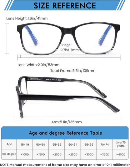 5 Pack Blue Light Blocking Reading Glasses for Men with Spring Hinge Fashion Large Wide Computer Readers for Men