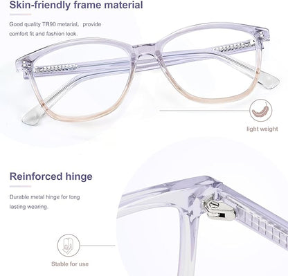Madison Avenue Blue Light Blocking Glasses Anti Eyestrain UV Glare Blue Light Glasses for Women with Case, TV Phone Computer Gaming Eyeglasses (Purple Gradient Brown)