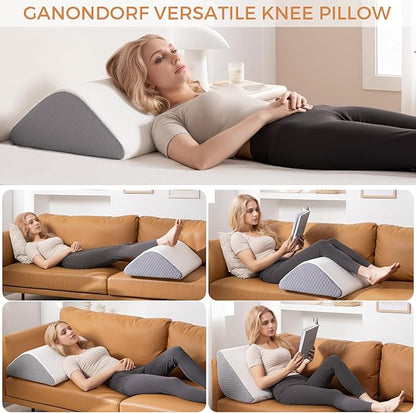 Knee Wedge Pillow for Post-Surgery Recovery-Leg Elevation Support for Sleep Position, Alleviating Lower Back & Hip Pain Enhancing Circulation in Ankles Legs Triangle Pillow with Removable Cover