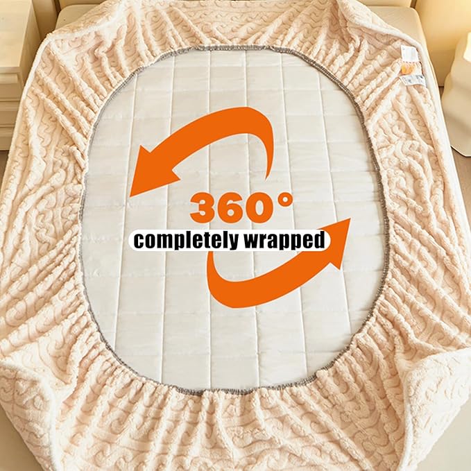 Queen Size Luxury Velvet Mattress Cover - Warm Thicken Mattress Protector with Elastic Band, Soft Fitted Sheet Deep Pocket 12In Topper - Bed Bedroom Sleep Comfort