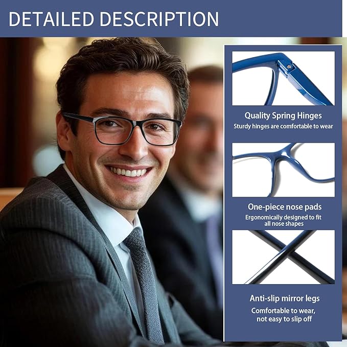 Henotin 4 Pack Ladies Reading Glasses Blue Light Blocking Spring Hinge Readers Anti Eyestrain Computer Eyeglasses (Multicolor-5, 2.5)