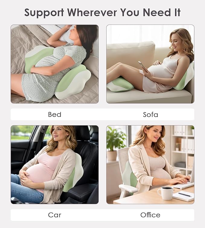 DONAMA Memory Foam Pregnancy Pillow- with Adjustable Air Bag for Back/Legs/Belly/HIPS Support, W-Shaped Pregnancy Wedge Pillows for Sleeping, Cooling Maternity Body Pillow for Pregnant Women