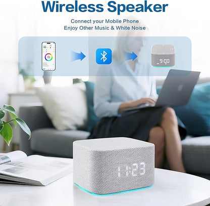 White Noise Machine, Sound Machine, Alarm Clock,Travel Sound Machine,Sleep Night Lights Bluetooth App Control Best Birthday Gift Ideas for Baby Adult Portable Travel Office Bedside Clocks Bedroom