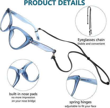 6 Pack Fashion Cat Eye Reading Glasses for Women Blue Light Blocking Oversized Spring Hinges Computer Readers
