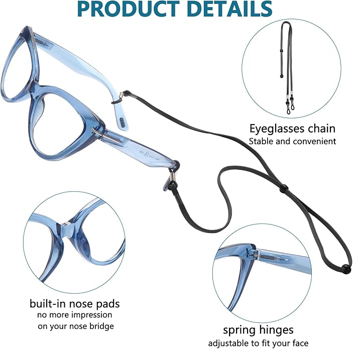 6 Pack Fashion Cat Eye Reading Glasses for Women Blue Light Blocking Oversized Spring Hinges Computer Readers