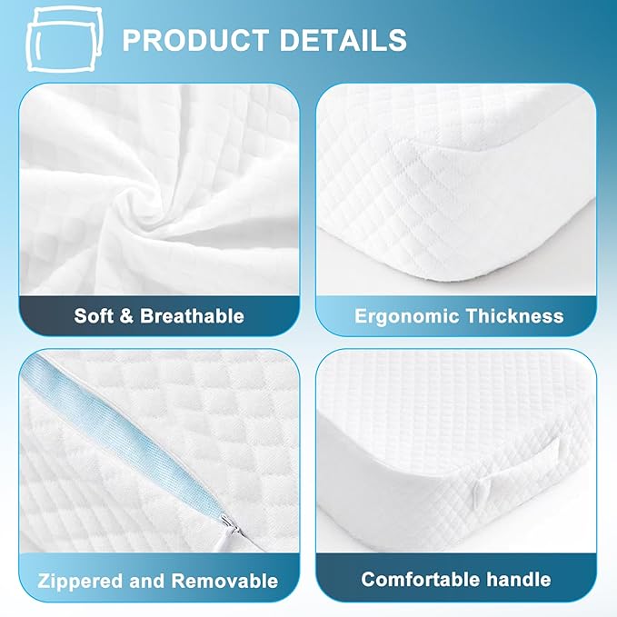 Knee Pillow for Side Sleepers, 100% Memory Foam Filling Leg Pillow for Side Sleeping, 4" Height Leg Pillow for Relieving Leg, Back, and Knee Pain Breathable & Pressure-Relieving Support - 18"x30"x4"