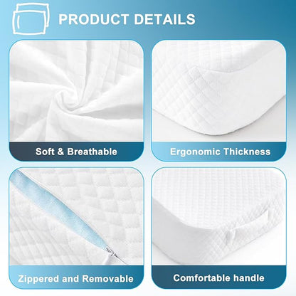 Knee Pillow for Side Sleepers, 100% Memory Foam Filling Leg Pillow for Side Sleeping, 4" Height Leg Pillow for Relieving Leg, Back, and Knee Pain Breathable & Pressure-Relieving Support - 18"x30"x4"