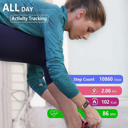 FITVII Slim Fitness Tracker with Blood Oxygen, Blood Pressure, 24/7 Heart Rate and Sleep Tracking, IP68 Waterproof Activity Trackers and Smart Watches with Step Tracker, Pedometer for Women Men
