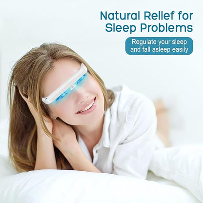Light Therapy Glasses, Blue-White UV-Free Light Therapy Lamp, Portable Daylight Lamp, Wearable Sunlight Lamp, Boost Energy, Relief for Sleep Problems, Jet Lag, Equivalent to 10000 Lux