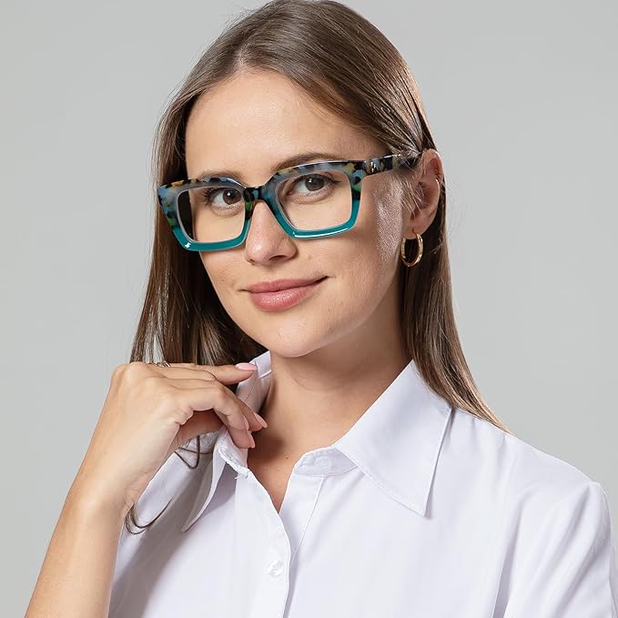 DXYXYO 6 Pack Oversized Square Reading Glasses 1.5 for Women Blue Light Blocking Fashion Oprah Style Computer Readers, S4