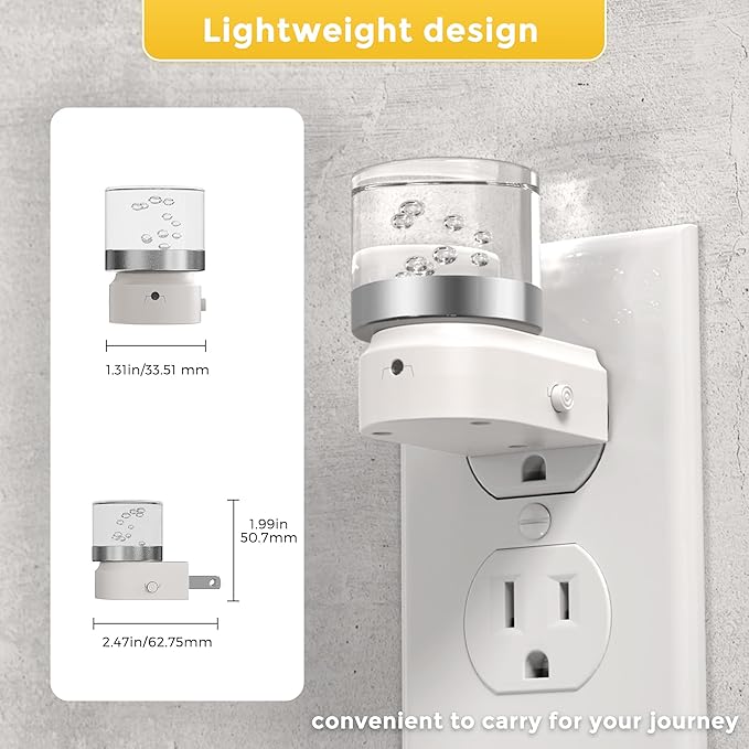 L LOHAS LED Night Lights Plug into Wall, 2 Pack 3000K/4000k/5000K Adjustable Color Temperature Bubble Night Light, Dusk to Dawn Sensor for Hallway, Bathroom, Rooms