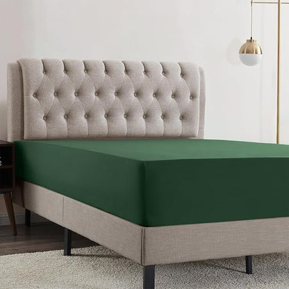 Empyrean 2 Pack Twin XL Fitted Sheets - Deep Pocket 14-16 Inch, Ultra Soft Microfiber, Fade Resistant, Shrinkproof, Wrinkle-Free Sheets for College Dorms & Home, Dark Green