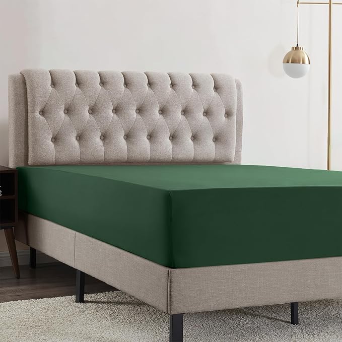 Empyrean 4 Pack King Fitted Sheets - Deep Pocket, Fits 14-16 Inch Mattress, Ultra Soft Microfiber, Fade & Wrinkle Resistant, Shrinkproof, Durable Sheets, Dark Green