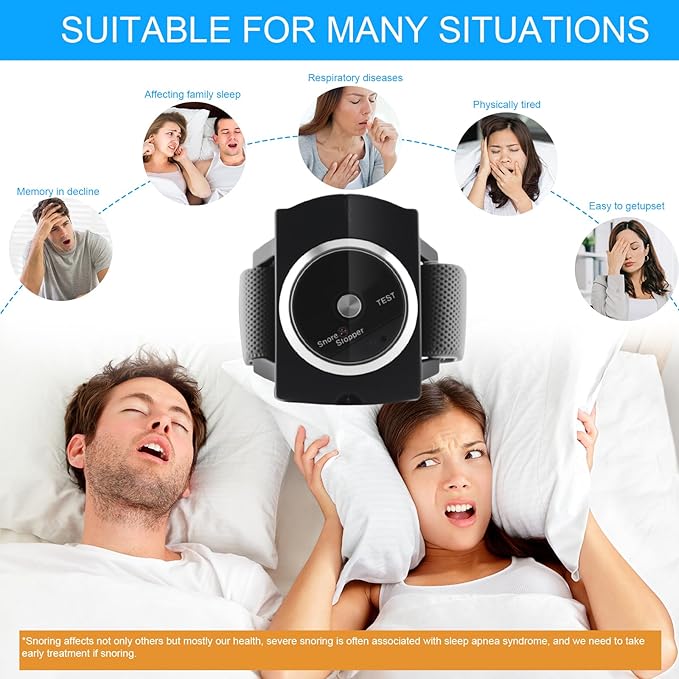 Anti Snoring Wristband Device Intelligent, 7-Speed Intensity Adjustment, Effective Snoring Prevention, Wristband Sleep Wearing Snore Stopper Watch, Improve Nighttime Sleeping