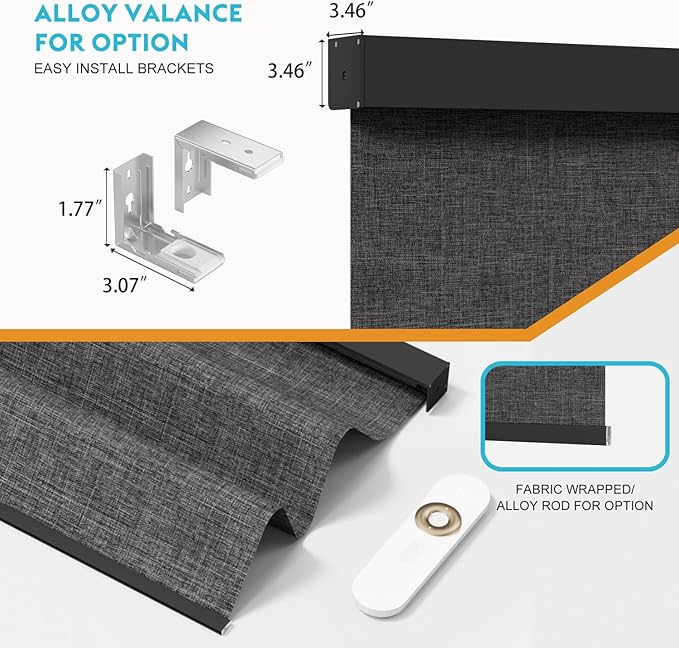 Motorized Blinds with Remote, Smart Blind Roller Shades Compatible with Alexa, Durable Rechargeable Battery Solar Power Electric Window Blinds Customized Size (3-Layer Dark Grey)