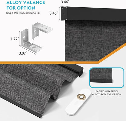 Motorized Blinds with Remote, Smart Blind Roller Shades Compatible with Alexa, Durable Rechargeable Battery Solar Power Electric Window Blinds Customized Size (3-Layer Dark Grey)