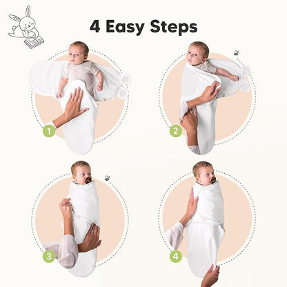 3-Pack Organic Baby Swaddle Sleep Sacks - Swaddles for Newborns, Infant 0-3 Months, Baby Girls, Boys, Soft & Snug Newborn Sleep Sack, Nursery Swaddling Blankets (Cloud, XS)
