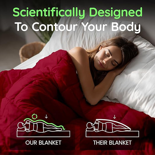 HomeSmart King Size Weighted Blanket 20 lbs, Oversized Weighted Blanket for Adults, Fits Standard and California King Beds, 104x92, Red Burgundy