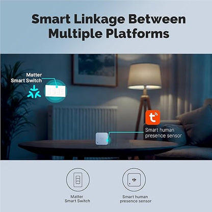 Matter WiFi Smart Light Switches, Netural Wire Required, 2.4GHz Single Pole Switch, Compatible with Alexa Assistant, Remote Control, Voice Control, No Hub Required (2 Way)