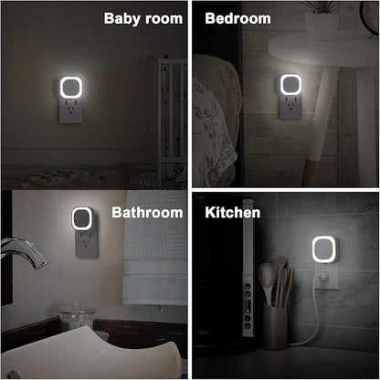 2 Pack Daylight White Night Light, Gentle Eye-Care with Dimmable Wide-Glow & Indirect Reflection, Auto Dusk to Dawn Sensor, Plug in for Kitchen Counter, Garage Workshop, Laundry, Hallway