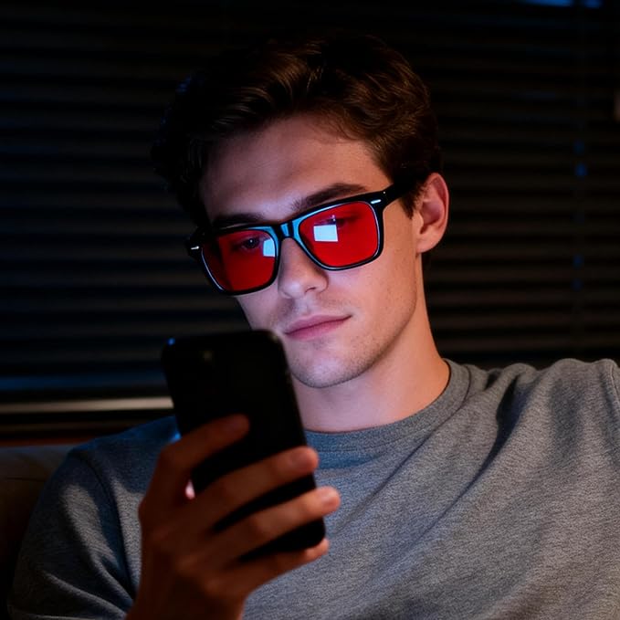 Sleep Glasses 99.9% Blue Light Glasses Dual AR Coatings Amber Orange Lens for Computer Gaming Reduce Eyestrain