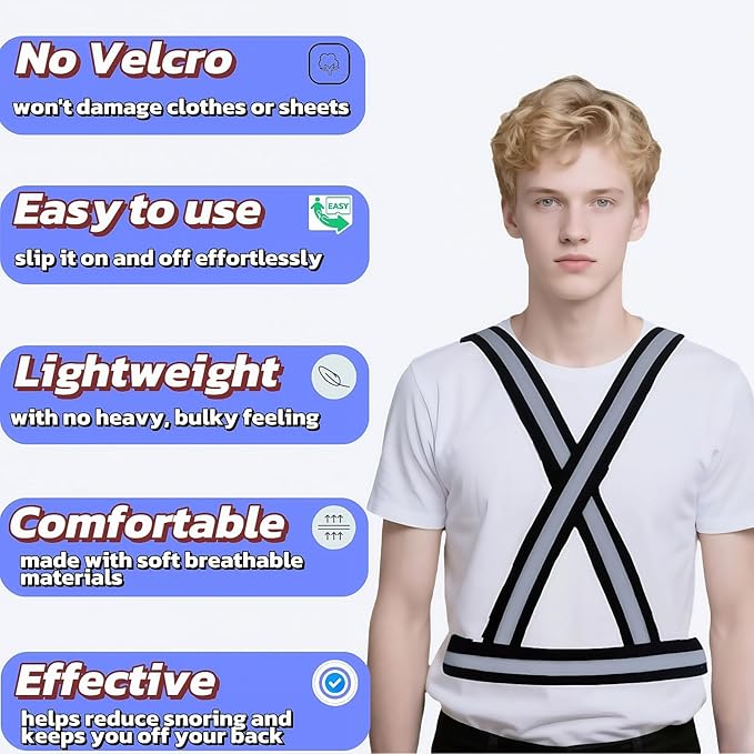 Sleep Position Trainer, Positional Sleep Apnea Device with Adjustable Vest & Ball - Prevent Back Sleeping Device, Slumber Bump Trainer for Positional Therapy for Sleep Apnea Snore Reducing Aids