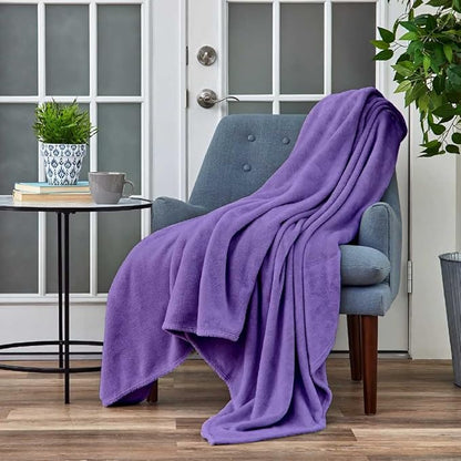 Cosy House Collection Everyday 1500 Series Fleece Blanket - Couch & Travel Essentials - All Season, Stays Fresh & Clean - Soft, Breathable & Skin-Friendly (Throw, Purple)