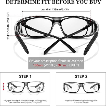 LVIOE Fit Over Blue Light Blocking Glasses and Computer Eyewear- Wear Over Prescription Glasses/Reading Glasses/RX Glasses