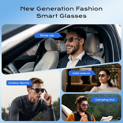 Smart Glasses,Polarized Sunglasses Built-in Mic & Bluetooth Speaker, Wireless Audio Smart Glasses for Men and Women, Athletic/Outdoor UV Protection,Touch Control, Voice Assistant (Purple)