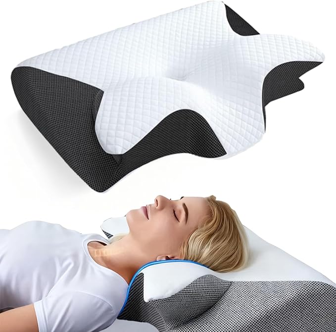 Sleep Apnea Relief Pillow, Airway Pro Cervical Pillow, Ergonomic Adjustable Neck Support Memory Foam Orthopedic Deep Sleep Pillows, Suitable for Side, Back, and Stomach Sleepers
