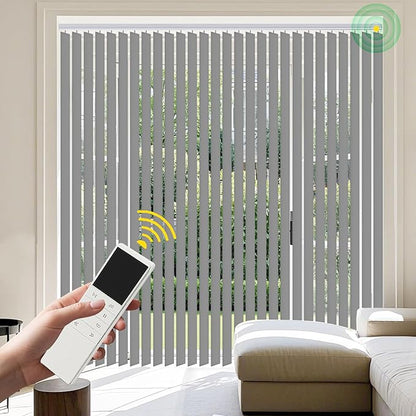 Mortorized Vertical Blinds, Custom Blackout Window Shades, Remote Control Patio Door Vertical Blinds for Sliding Glass Door, Home, Indoor Windows, Grey