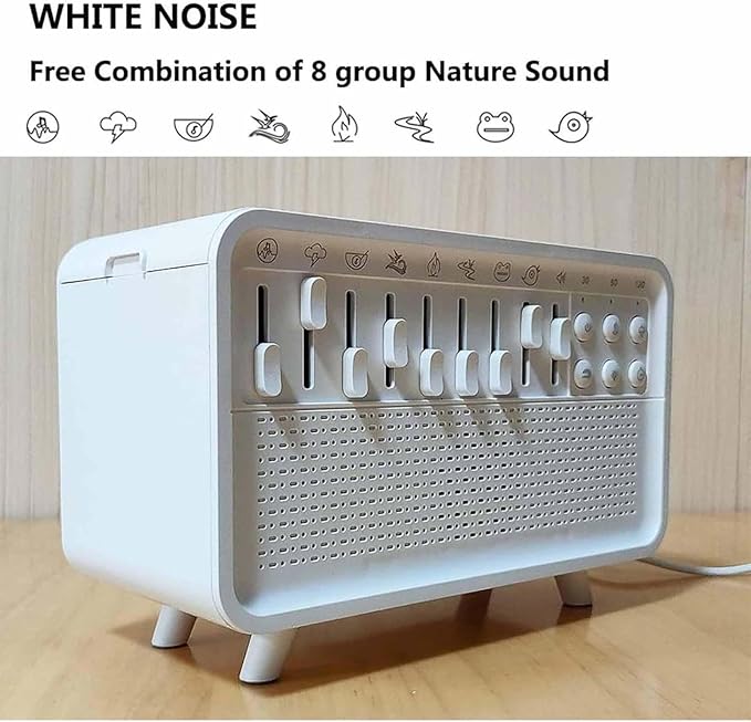 White Noise Night Light Diffuser Humidifier,Sleep Sound Machine for Home Office,Diffuser Aromatherapy Humidifier with 8 Ambient Sounds,Perfect for Sleep, Meditation, Work, Yoga (1)
