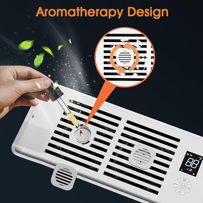Register Booster Fan,10-Speed Smart Thermostat AC Vent Fan with Timer Setting and Aroma Function, Air Vents Fans & Heating for Wal (White, 4" x 10")