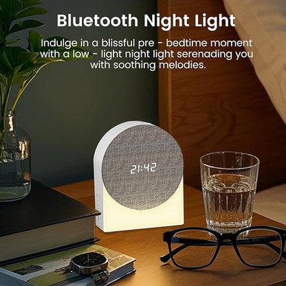 White Noise Sound Machine Alarm Clock with Night Lights, Bluethooth Speaker 4in1 Natural Portable Brown Noise Sounds Machines Timer Ocean Rain Pink Music for Sleep Bedroom Adults Kids Travel