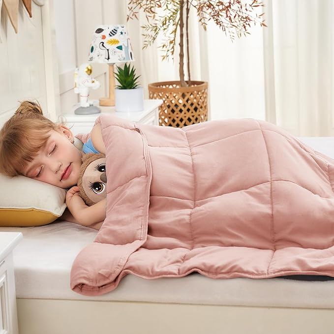 yescool Pink Weighted Blanket 7 Pounds Cooling Weighted Lap Blanket, Heavy Blanket for Sleeping, Weighted Throw Blanket Gift for 60-80lbs, 40"x60"