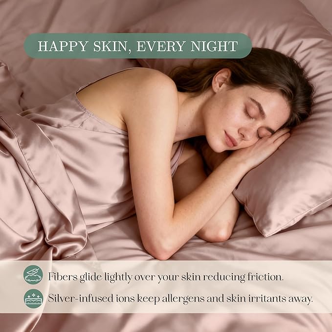 Eucalyptus Sheets - Infused with Silver for Anti-Odor, Softer Than Silk Fibers, More Cooling Than Cotton - Perfect for Hot Sleepers & Sensitive Skin - 100% Tencel Lyocell - Cali-King Sheet Set