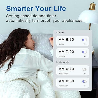 Matter Smart Light Switch,Voice Control w/Siri, Google Assistant, Smartthings, UL Certified, Timer & Schedule, Easy Guided Install, Neutral Wire Required, Single Pole, White,10A, 4Pack