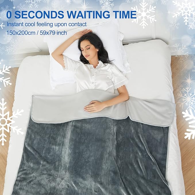 Cooling Blankets for Hot Sleepers - Double-Sided Soft Bed Throw Summer Blankets, Q-Max>0.4 Technology Fabric, Breathable Cold Bed Blanket for Night Sweats Sofa Home Office - 59"x79", Gray