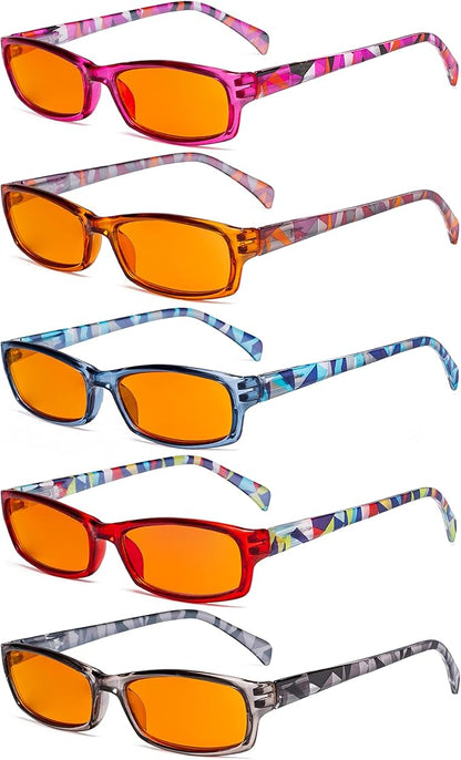 Eyekepper 5 Pack Computer Glasses Digital Eye Strain Prevention Blue Light Filter Reading Glasses Orange Tinted +1.00