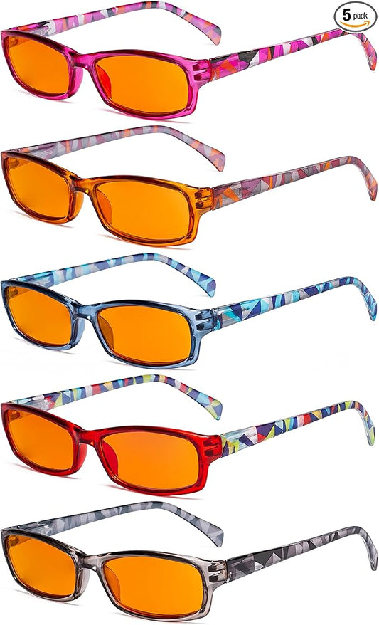 Eyekepper 5 Pack Computer Glasses Digital Eye Strain Prevention Blue Light Filter Reading Glasses Orange Tinted +1.25