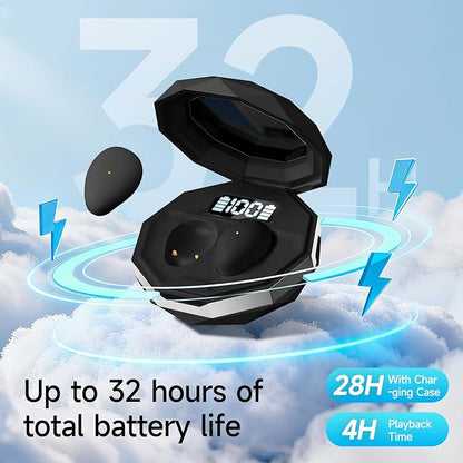 sunvito Sleep Earbuds for Side Sleepers, Mini Invisible Wireless Bluetooth 5.4 Micro Sleep Headphones, Hidden Earbuds with LED Screen for Small Ears Sleeping Working, Exercise, Hiking(Black)