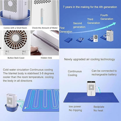 Water Cooled Mattress Pad,8W Water Cooling Pad Bed Cooling System,Low Noise Portable Bed Chiller with 1.7L Water Tank for Summer(160 * 70cm)