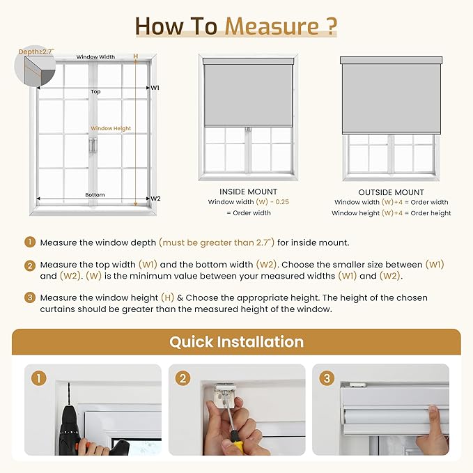 Grandekor Motorized Blinds with Remote Control, Blackout Roller Shade Electric Shades Cordless Smart Blinds for Bedroom Living Room Office,White,W25xH72
