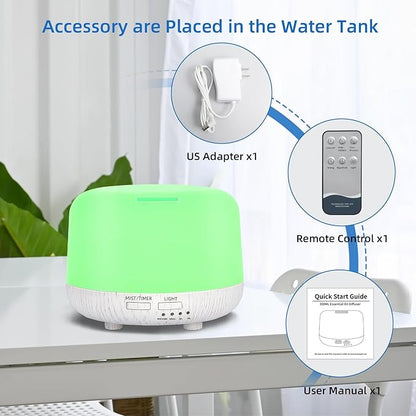 300ML Essential Oil Diffuser, Cool Mist Air Aromatherapy Oil Diffuser with Remote Control, 8 Hour Quiet Home Diffuser, 7 LED Light Colors, Timer,for Small Rooms Bedrooms.