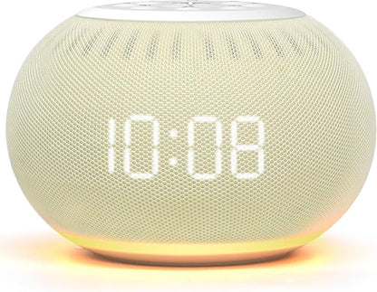 Reacher Auto-Dimmable Alarm Clock White Noise Machine with Night Light, 20 Soothing Sounds, Sleep Timer, Fabric LED Display, Precise Volume Control, Small Sound Machine for Nursery, Baby