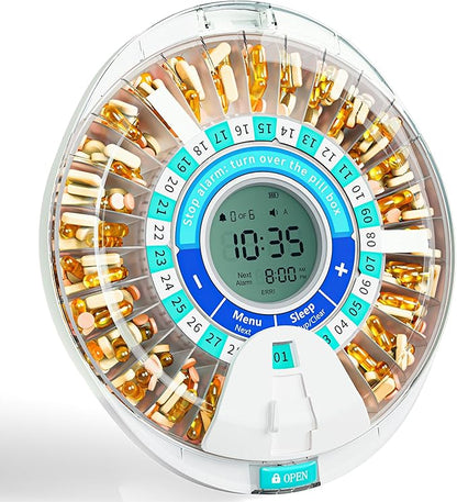 Windtrace Automatic Pill Dispenser for Elderly, Electronic Monthly Pill Organizer with Alarm & Light, 28 Day Smart Lock Medication Dispenser, Timed Pill Dispenser Machine for Prescriptions & Vitamins