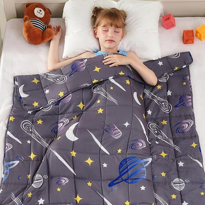 yescool Star Weighted Blanket 10 Pounds Twin Cooling Weighted Blanket, Galaxy Moon Heavy Blanket for Sleeping, Weighted Throw Blanket Gift for 80-110lbs, 48"x72"