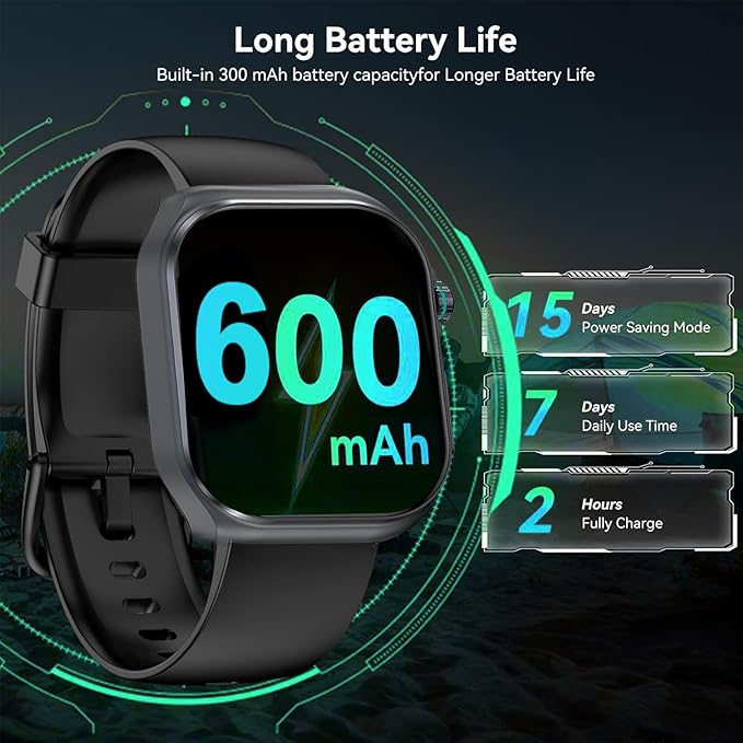Health Smart Watches for Men Women - 1.87'' Large Display Fitness Trackers Watch with Heart Rate, Blood Pressure, Blood Oxygen, Sleep & Stress Track, 110+ Sports Modes, IP68 Waterproof Watch,Black