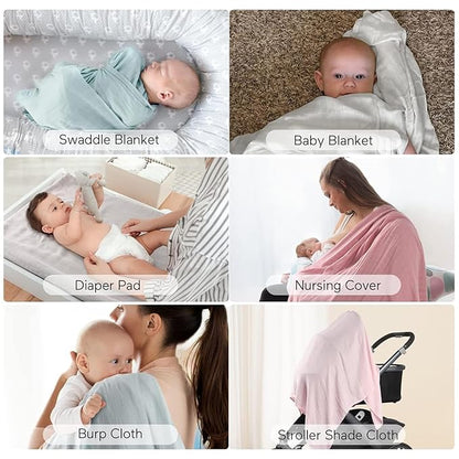 Momcozy Muslin Swaddle Blanket, 4 Pack Large 47 X 47 Inches Breathable Swaddling Receiving Blankets for Baby Boy & Girl, Soft and Skin-Friendly Unisex Baby Blankets, Pink Blue
